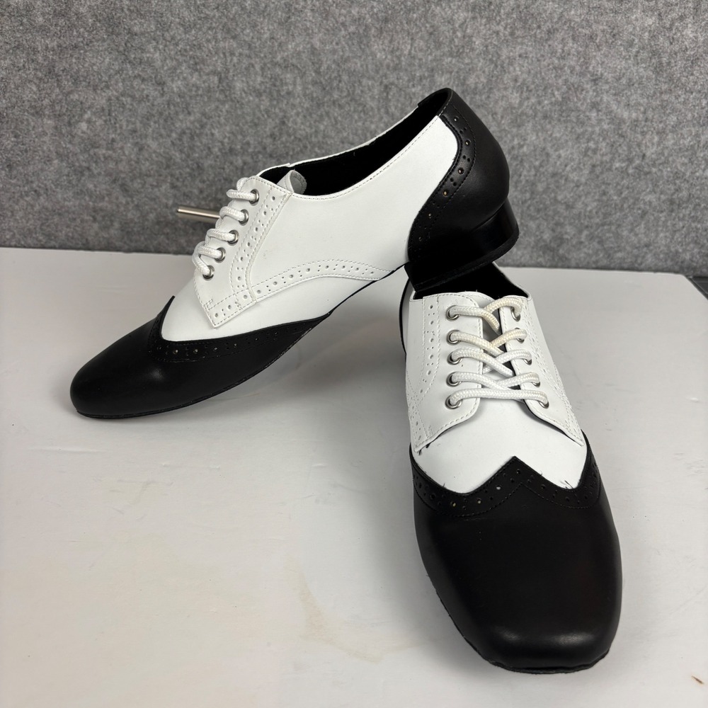 Very Fine Party Party Dance Shoes Mens 11.5 Black White Leather Wingtip PP301